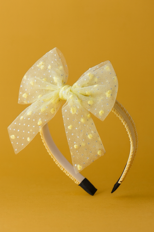 Sunny Charm Yellow Bow Headband – Soft & Stylish Hair Accessory