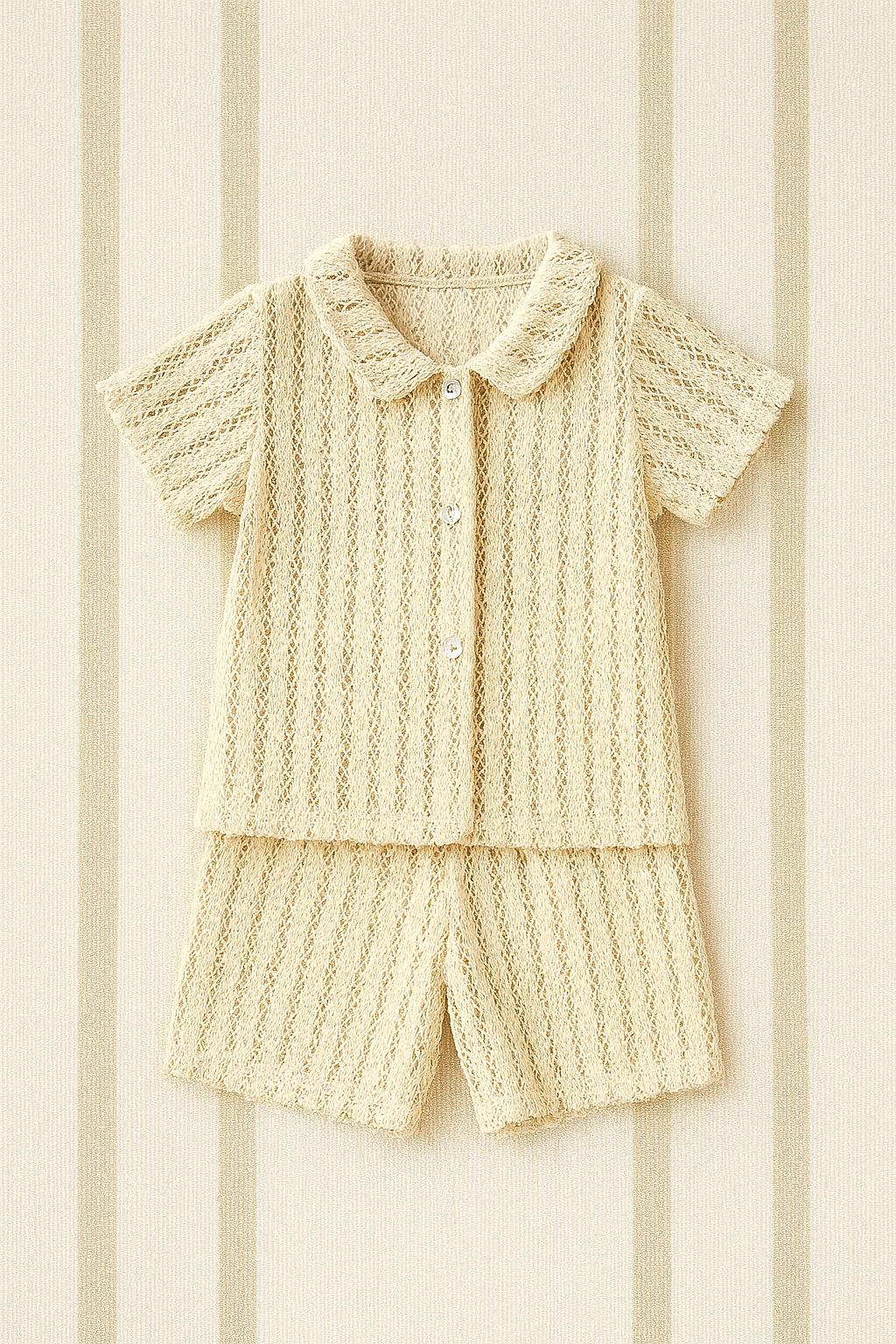 BreezeMesh Co-ord Set – Beige Charm