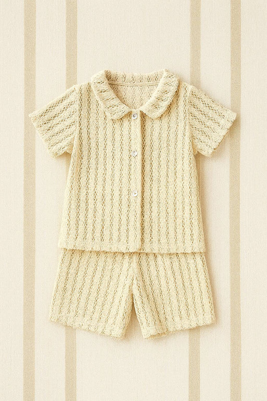 BreezeMesh Co-ord Set – Beige Charm