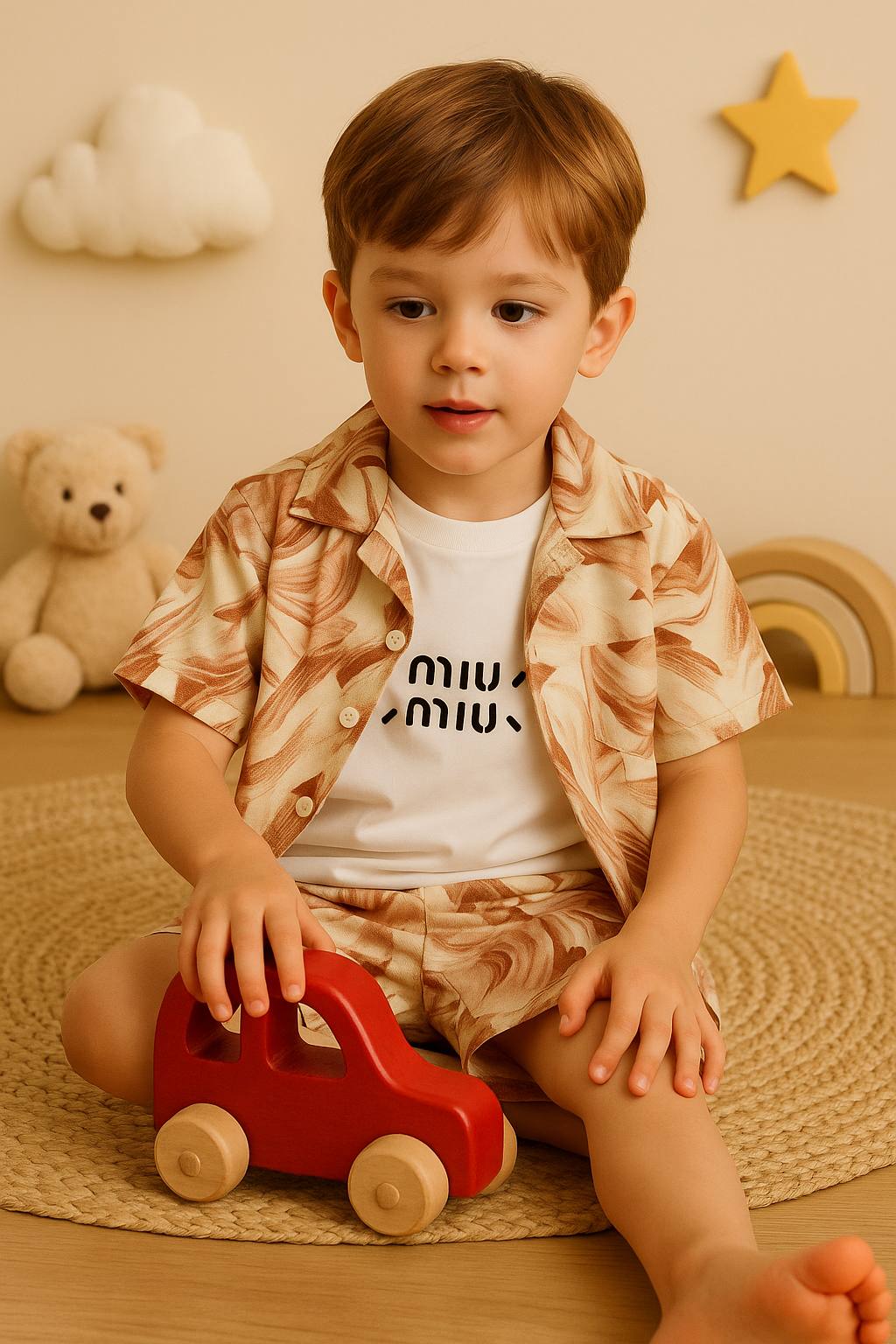 UrbanSwirl 3-Piece Co-ord Set for Boys (Shirt + Tee + Shorts)