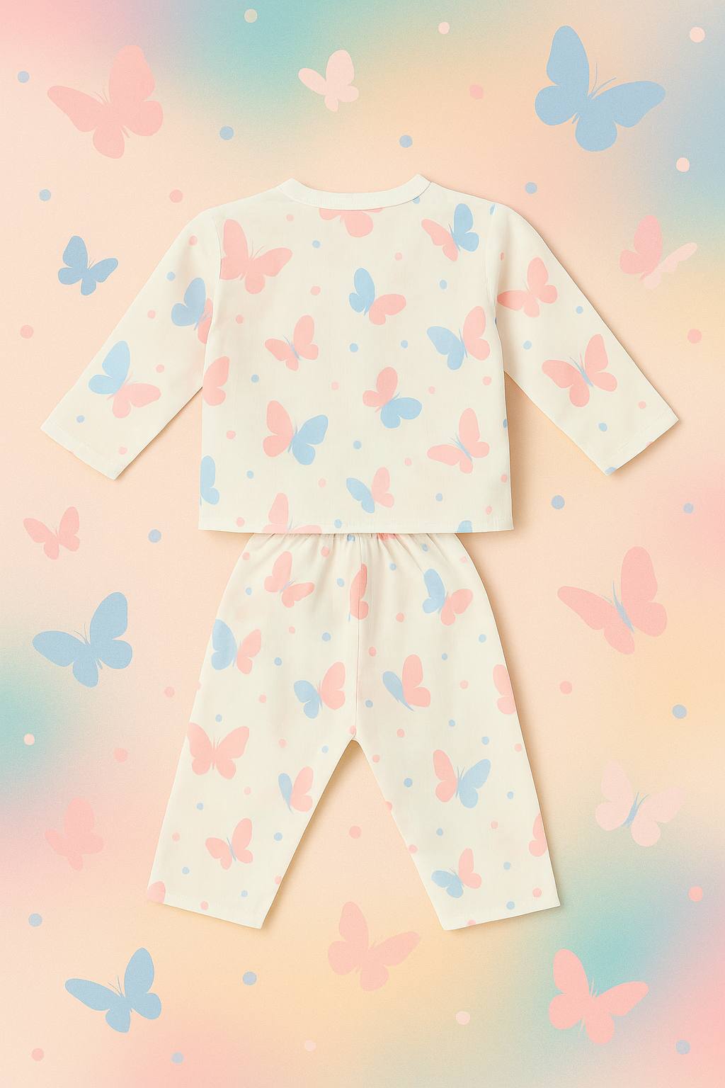 Flutter Dreams Muslin Night Suit – Butterfly Print Babywear