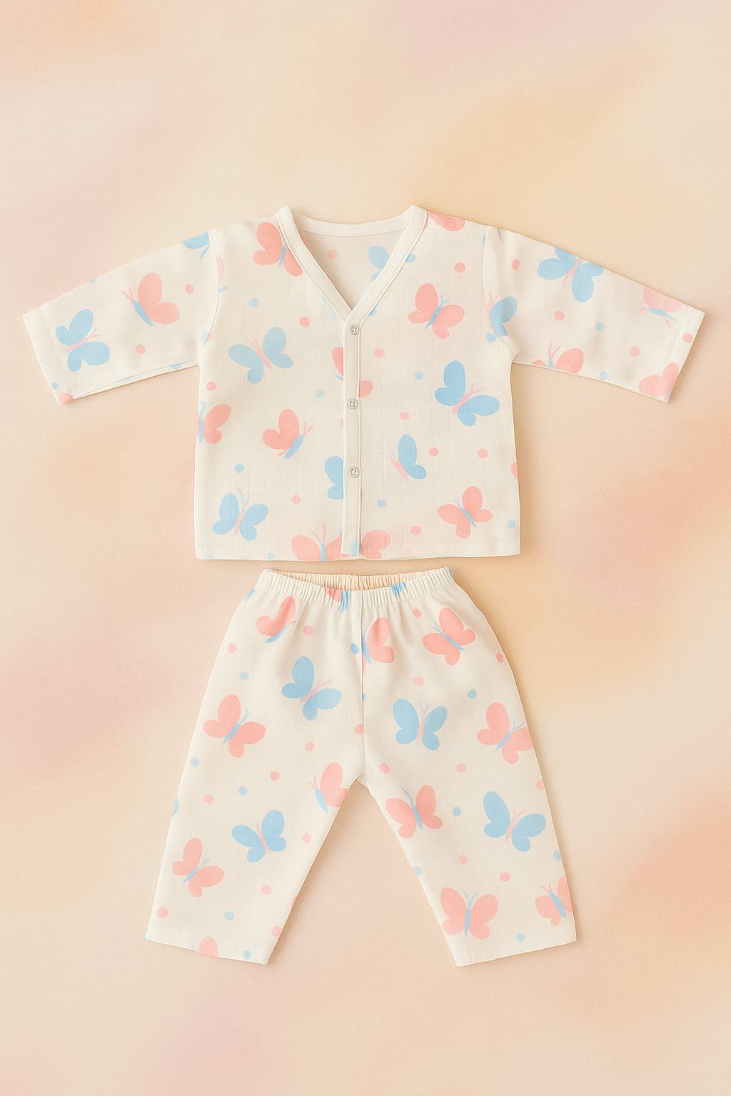 Flutter Dreams Muslin Night Suit – Butterfly Print Babywear