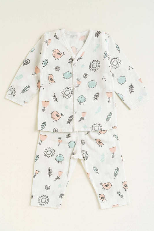Birdie Bliss Muslin Night Suit – Soft Cotton Babywear