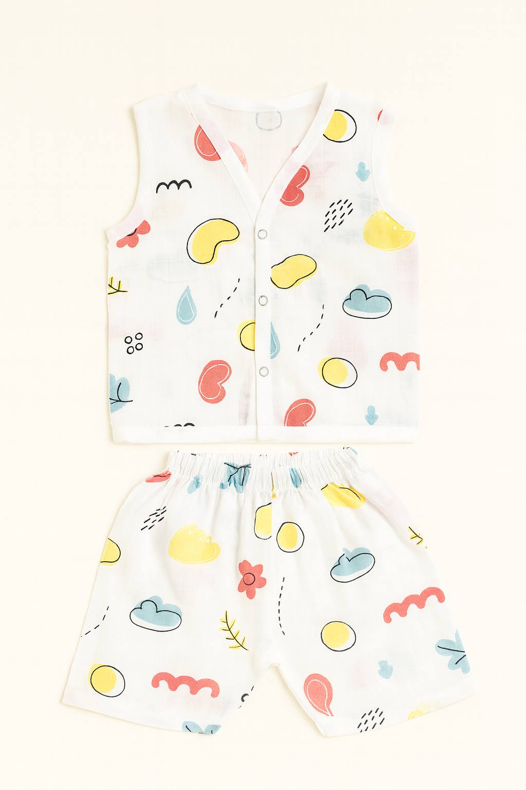 Cloudy Play Baby Muslin Cord Set – Soft & Breathable Summer Outfit for Babies