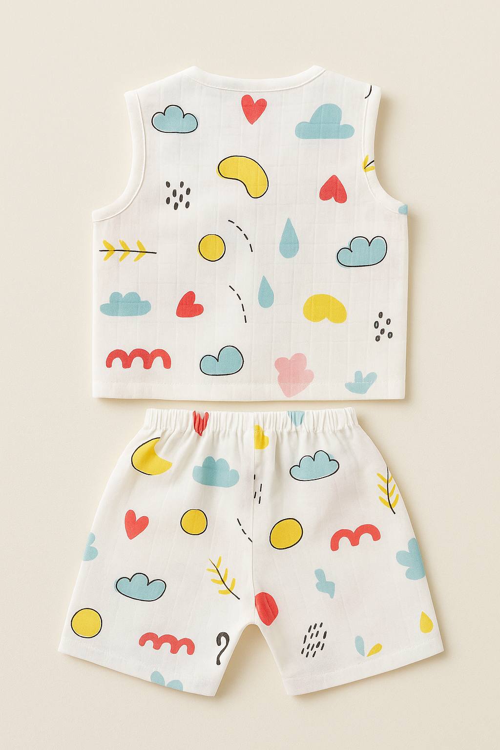 Cloudy Play Baby Muslin Cord Set – Soft & Breathable Summer Outfit for Babies