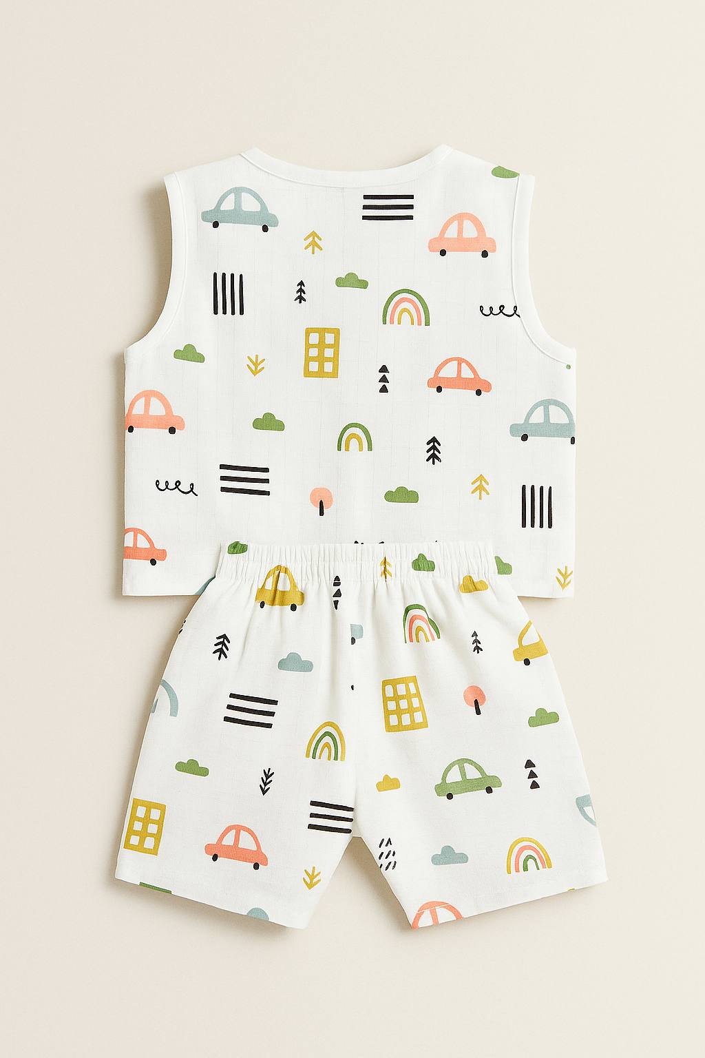 Rainbow Road Baby Muslin Cord Set – Soft & Breathable Summer Outfit for Babies