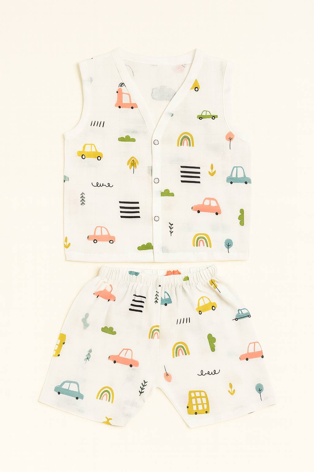 Rainbow Road Baby Muslin Cord Set – Soft & Breathable Summer Outfit for Babies