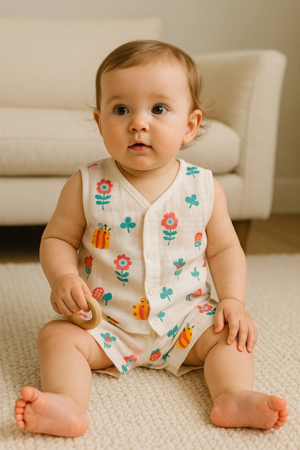 Buzzing Garden Muslin Cord Set – Soft & Breathable Baby Outfit