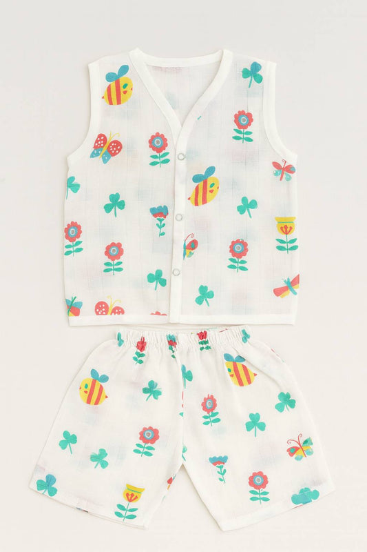 Buzzing Garden Muslin Cord Set – Soft & Breathable Baby Outfit