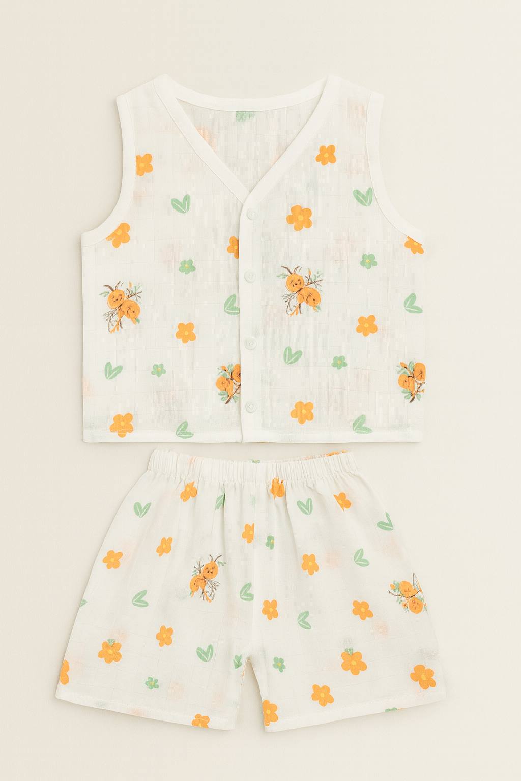 Citrus Blossom Muslin Cord Set – Soft & Breathable Baby Outfit