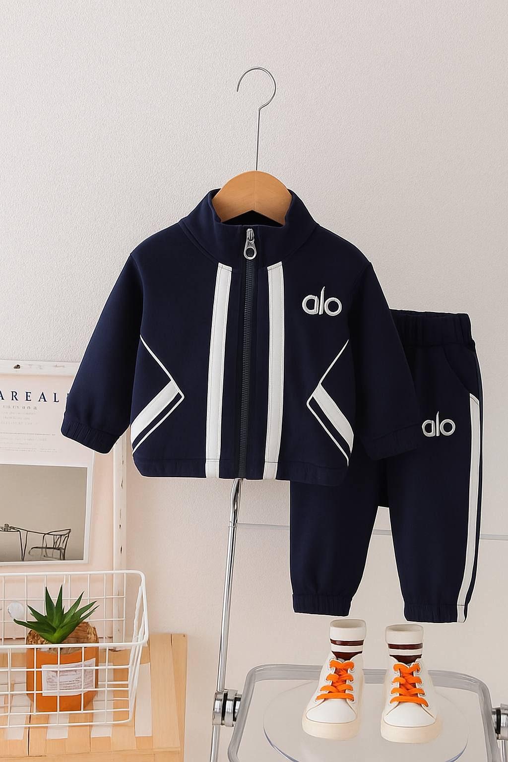Kids Navy Blue Tracksuit Set – Sporty Zip Jacket & Pants Outfit