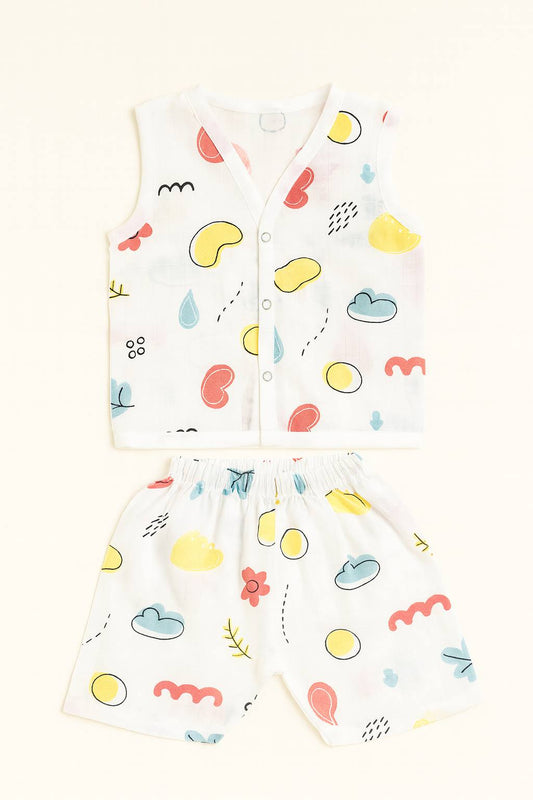 Cloudy Play Baby Muslin Cord Set – Soft & Breathable Summer Outfit for Babies