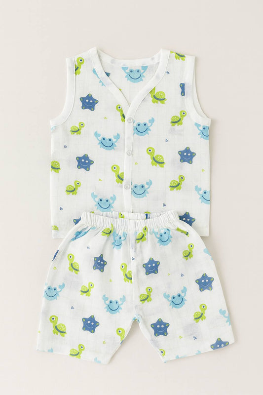 Sea Friends Baby Muslin Cord Set – Soft & Breathable Summer Outfit