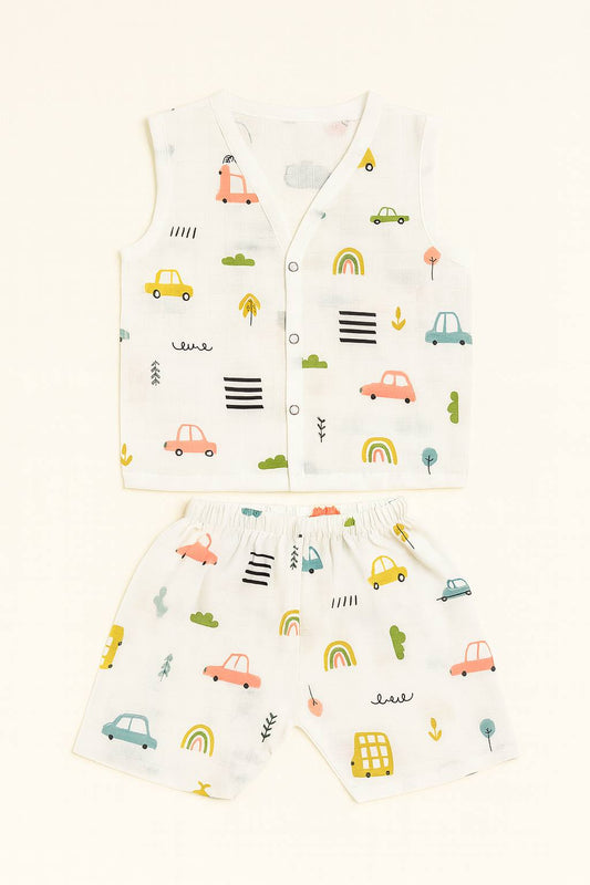 Rainbow Road Baby Muslin Cord Set – Soft & Breathable Summer Outfit for Babies