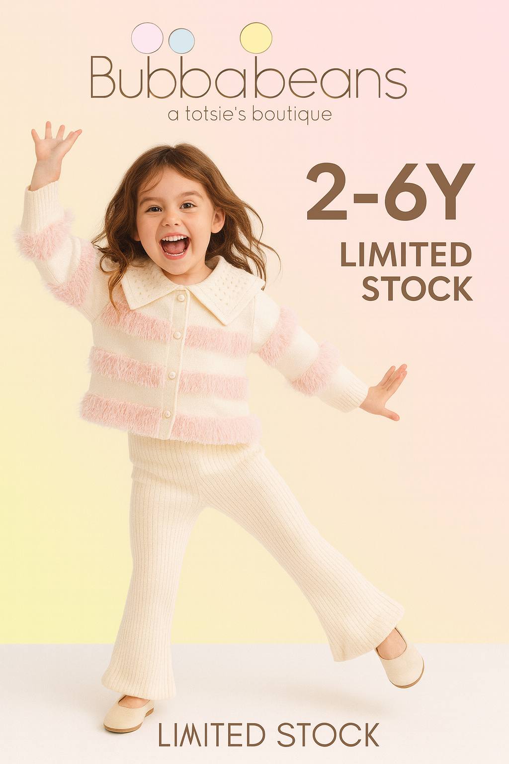 Fluffy Pastel Knit Co-ord Set for Girls (2–6Y) | Premium Winter Wear