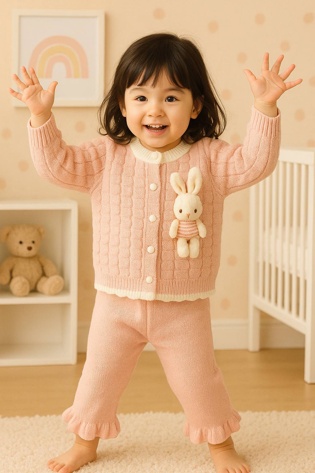 Peach Bunny Knit Set