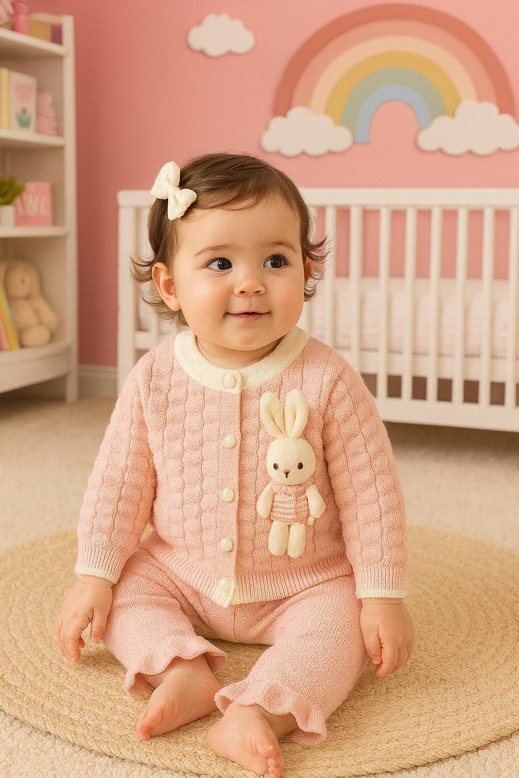 Peach Bunny Knit Set