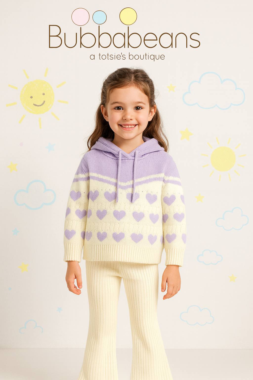 Lavender Heart Cozy Knit Set