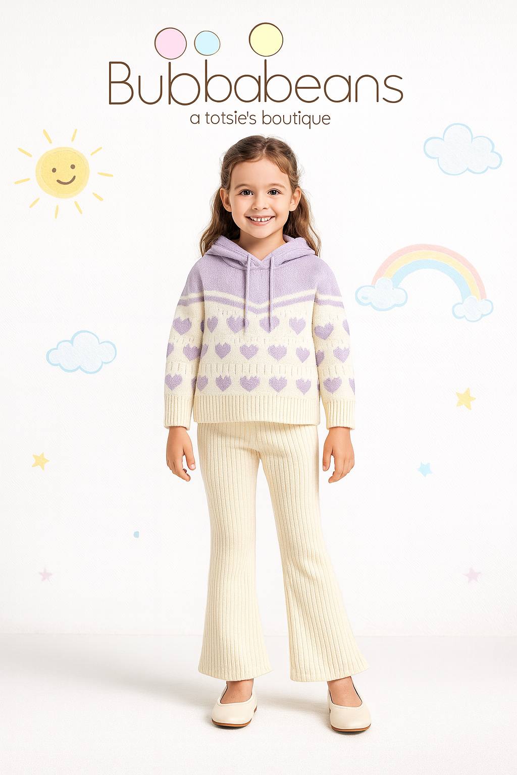 Lavender Heart Cozy Knit Set