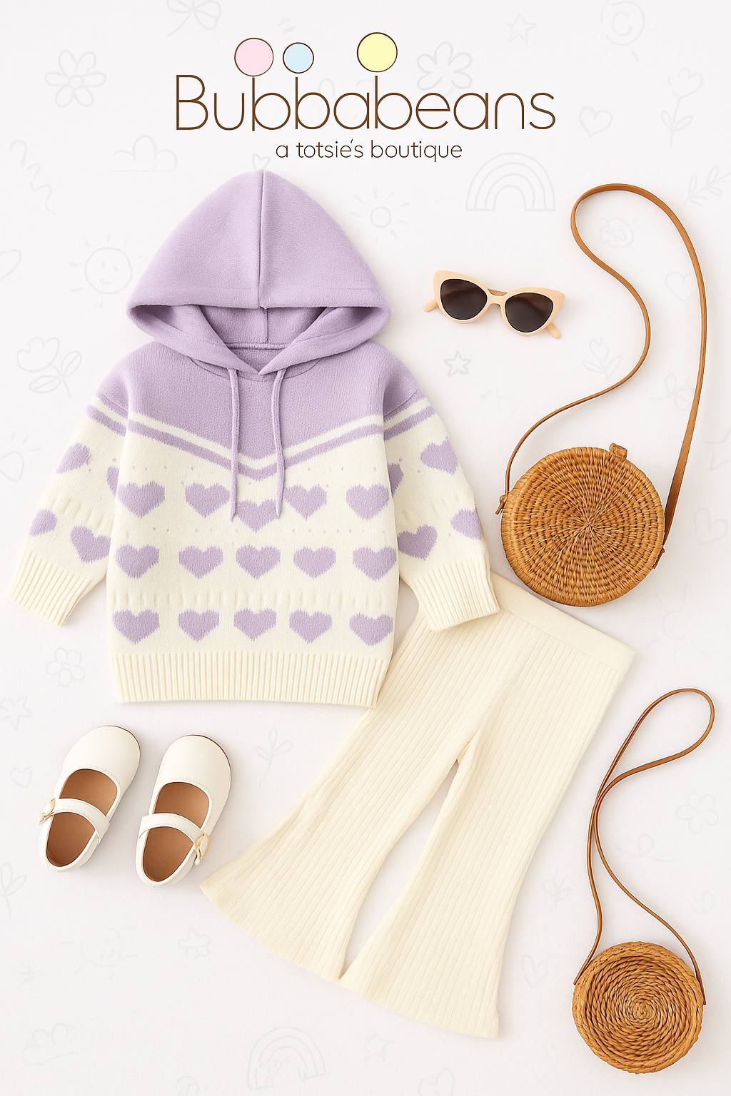 Lavender Heart Cozy Knit Set